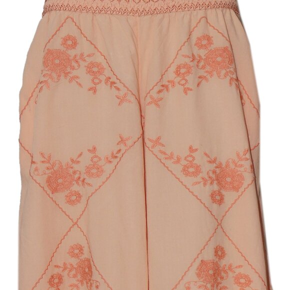 Free People Waverly Pants Floral Embroidered Smocked Sun Blush S - Picture 4 of 7